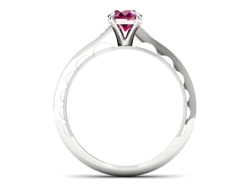 Złoty pierścionek z rubinem i brylantami białe złoto - p16501br - 2