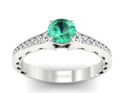 Złoty pierścionek ze szmaragdem i brylantami - p16501bsm