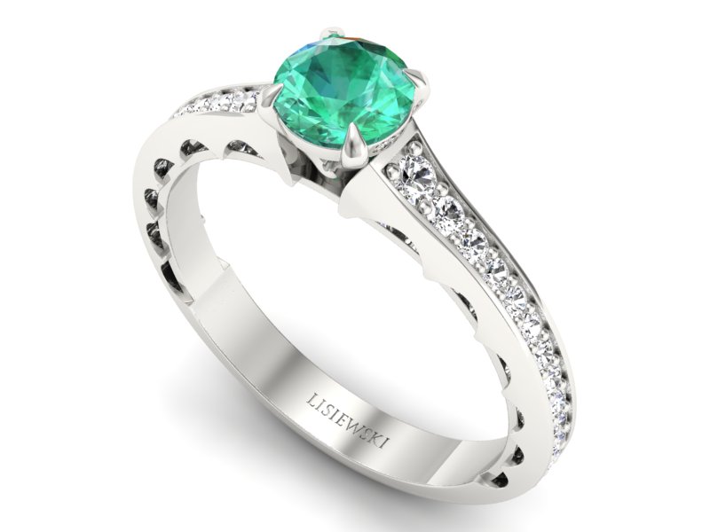 Złoty pierścionek ze szmaragdem i brylantami - p16501bsm - 3