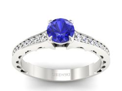 Pierścionek z szafirem i brylantami białe złoto - p16501bszc