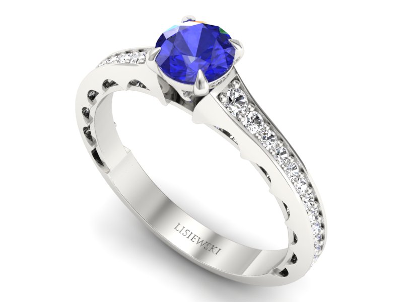 Pierścionek z szafirem i brylantami białe złoto - p16501bszc - 3