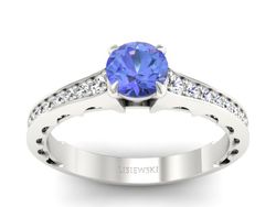 Pierścionek z tanzanitem białe złoto i brylantami - p16501bt