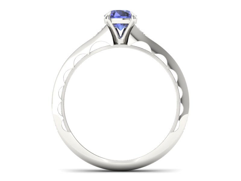 Pierścionek z tanzanitem białe złoto i brylantami - p16501bt - 2