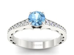 Pierścionek z topazem i brylantami białe złoto - p16501btp