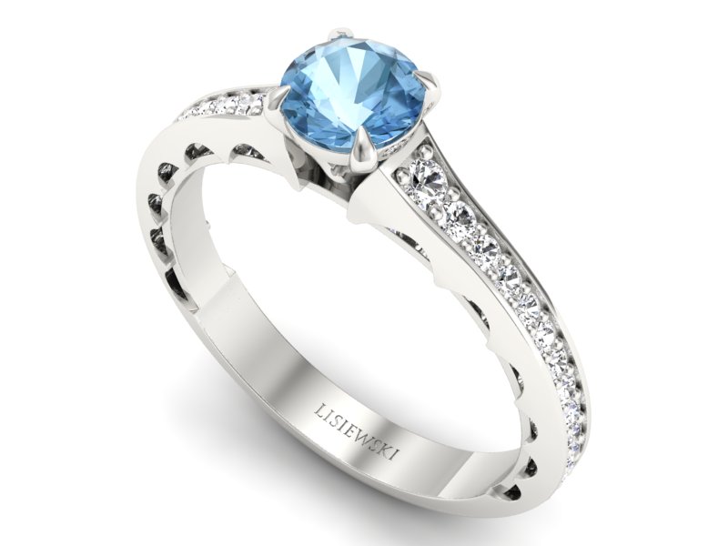 Pierścionek z topazem i brylantami białe złoto - p16501btp - 3