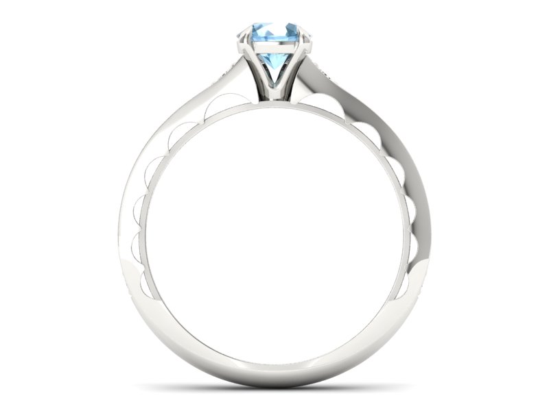 Pierścionek z topazem i brylantami białe złoto - p16501btp - 2