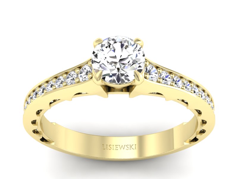 Złoty pierścionek z brylantami żółte złoto - p16501z - 1