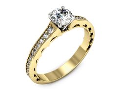 Pierścionek z diamentami żółte i białe złoto 585 - p16501zb