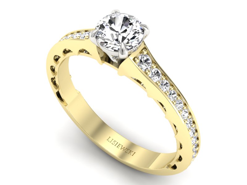 Pierścionek z diamentami żółte i białe złoto - p16501zb - 3