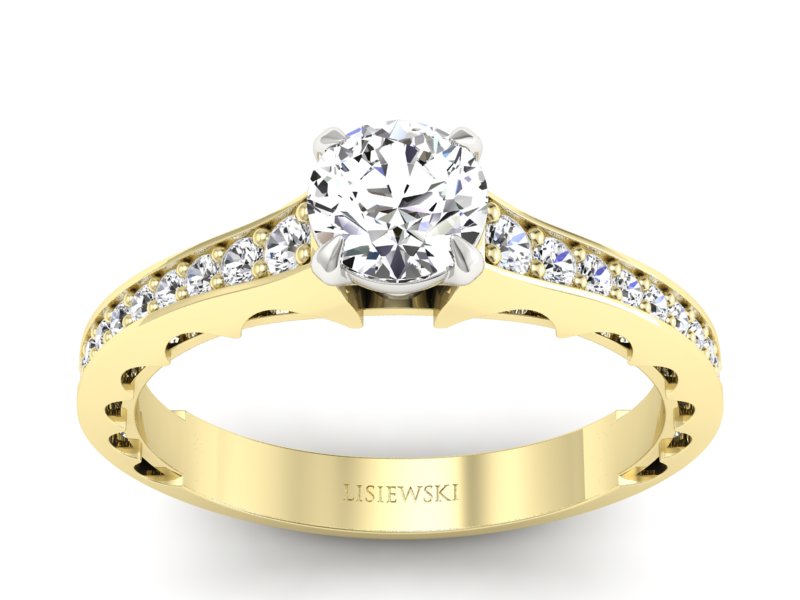 Pierścionek z diamentami żółte i białe złoto - p16501zb - 1