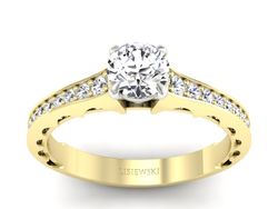 Pierścionek z diamentami żółte i białe złoto - p16501zb
