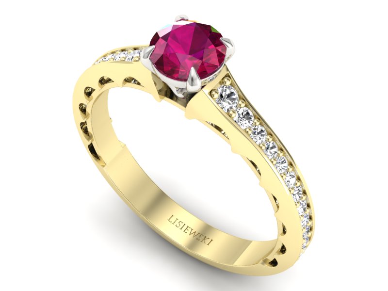 Pierścionek z rubinem i diamentami - p16501zbr - 3