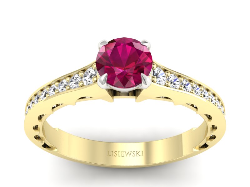 Pierścionek z rubinem i diamentami - p16501zbr - 1
