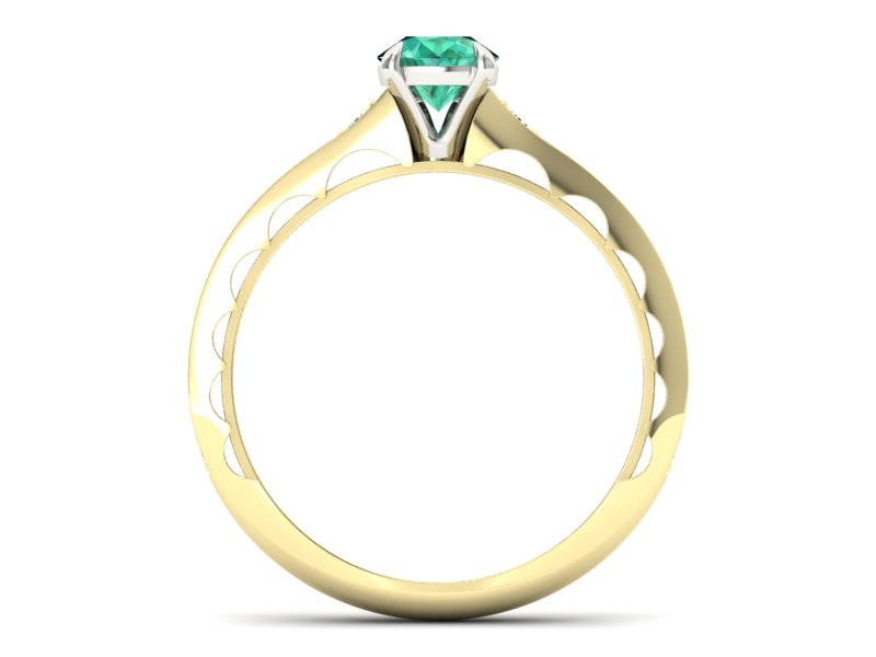 Złoty pierścionek ze szmaragdem i brylantami - p16501zbsm - 2