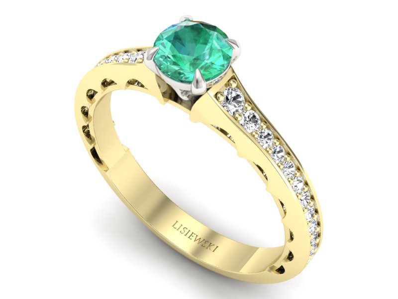 Złoty pierścionek ze szmaragdem i brylantami - p16501zbsm - 3