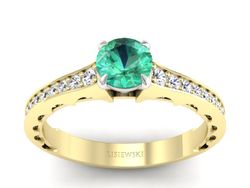 Złoty pierścionek ze szmaragdem i brylantami - p16501zbsm