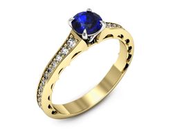Pierścionek z szafirem i diamentami złoto 585 - p16501zbszc