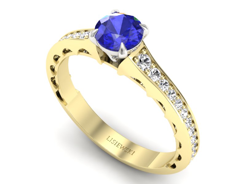 Pierścionek z szafirem i diamentami - p16501zbszc - 3