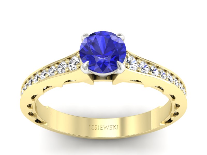 Pierścionek z szafirem i diamentami - p16501zbszc - 1