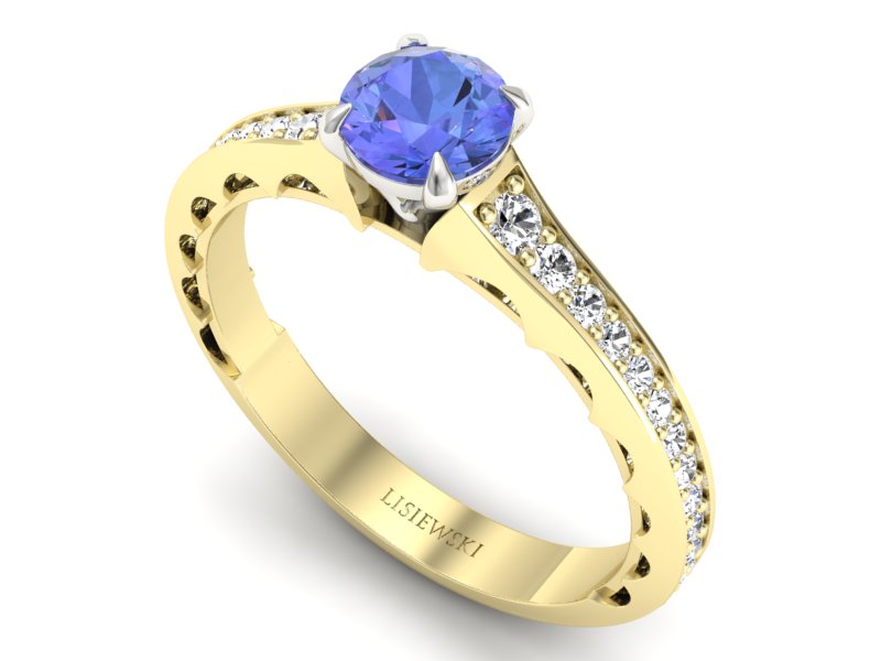 Złoty pierścionek z tanzanitem i brylantami - p16501zbt - 3
