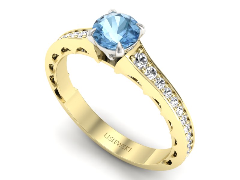 Złoty pierścionek z topazem i brylantami - p16501zbtp - 3