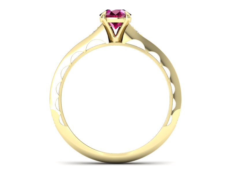 Złoty pierścionek z rubinem i brylantami - p16501zr - 2