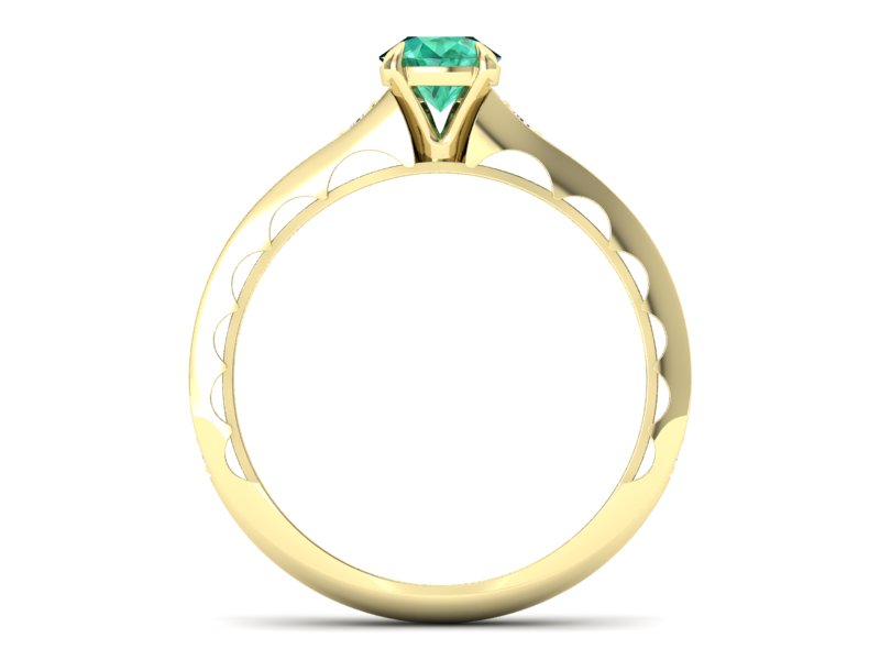 Złoty pierścionek ze szmaragdem i brylantami - p16501zsm - 2