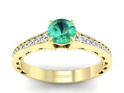 Złoty pierścionek ze szmaragdem i brylantami - p16501zsm