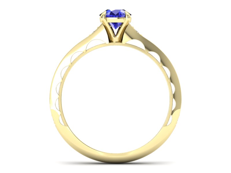 Złoty pierścionek z szafirem i brylantami - p16501zszc - 2