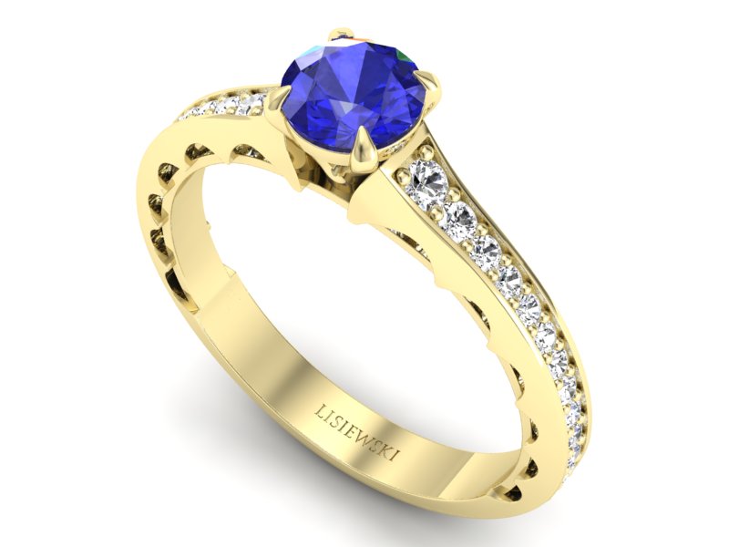 Złoty pierścionek z szafirem i brylantami - p16501zszc - 3