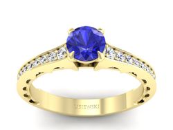 Złoty pierścionek z szafirem i brylantami - p16501zszc