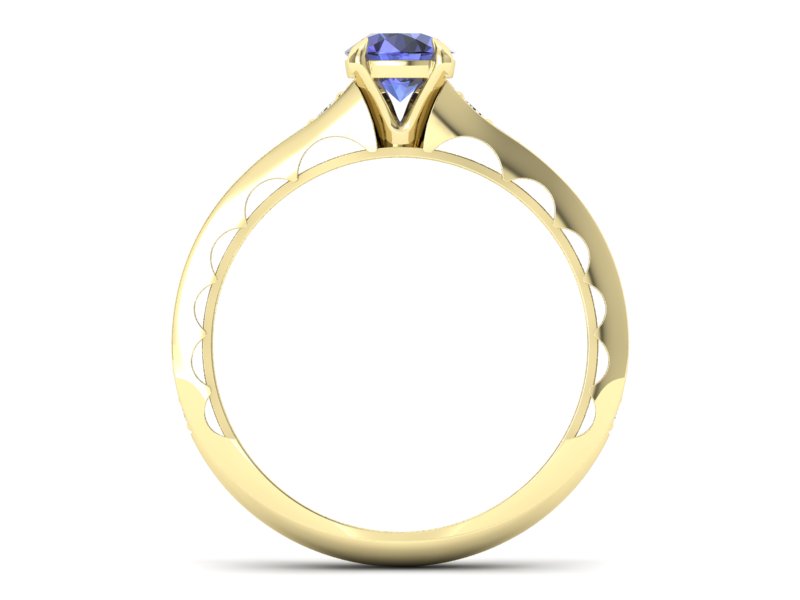 Pierścionek z tanzanitem i brylantami żółte złoto - p16501zt - 2