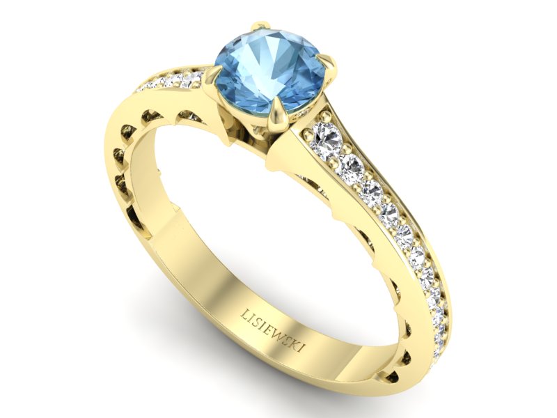 Złoty pierścionek z topazem i brylantami - p16501ztp - 3