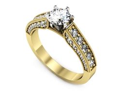 Pierścionek z diamentami żółte i białe złoto 585 - p16504zb
