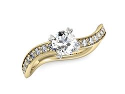 Pierścionek z diamentami żółte i białe złoto 585 - p16511zb