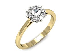 Pierścionek z diamentami żółte i białe złoto 585 - p16513zb