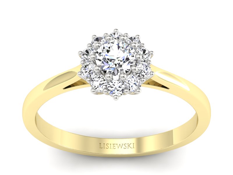 Pierścionek z diamentami żółte i białe złoto - p16513zb - 1