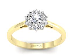 Pierścionek z diamentami żółte i białe złoto - p16513zb