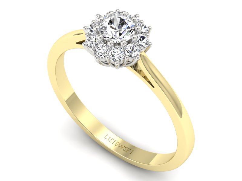 Pierścionek z diamentami żółte i białe złoto - p16513zb - 3