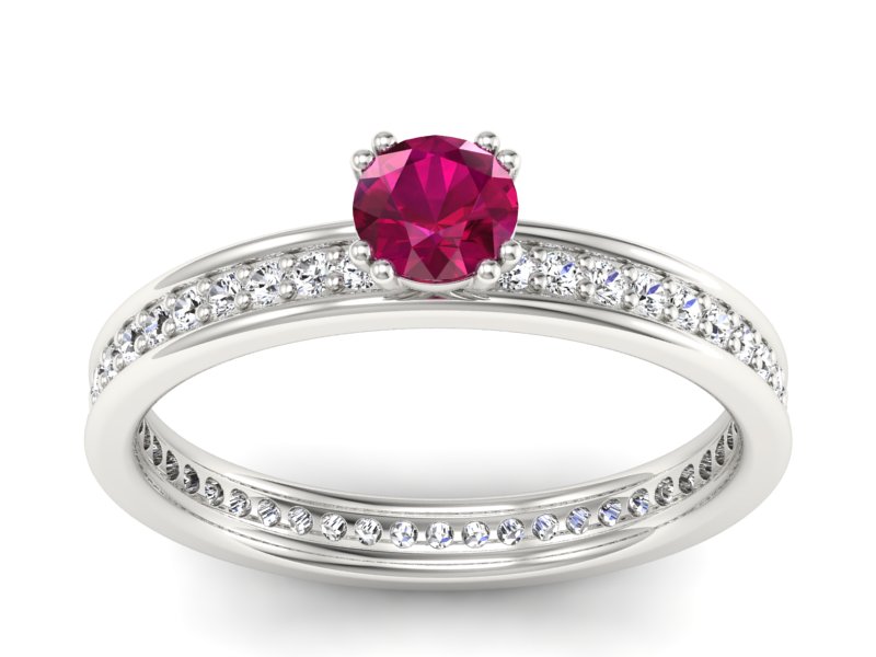 Pierścionek z rubinem i brylantami białe złoto - p16517br - 1