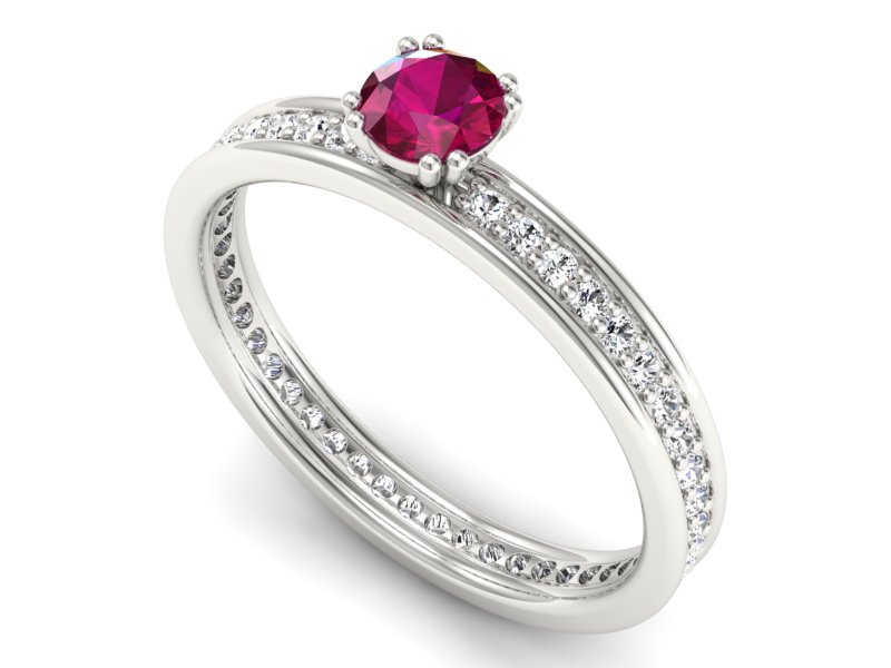 Pierścionek z rubinem i brylantami białe złoto - p16517br - 3