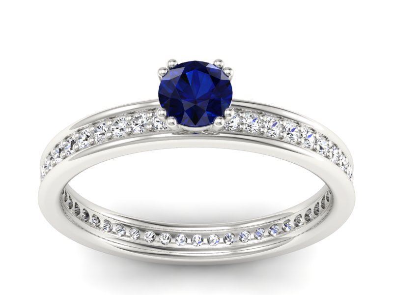 Pierścionek z szafirem i brylantami białe złoto - p16517bsz - 1