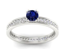 Pierścionek z szafirem i brylantami białe złoto - p16517bsz