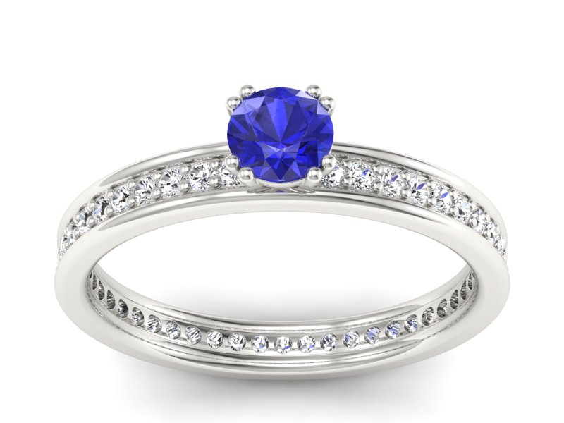 Pierścionek z szafirem i brylantami białe złoto - p16517bszc - 1