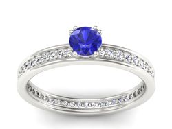 Pierścionek z szafirem i brylantami białe złoto - p16517bszc