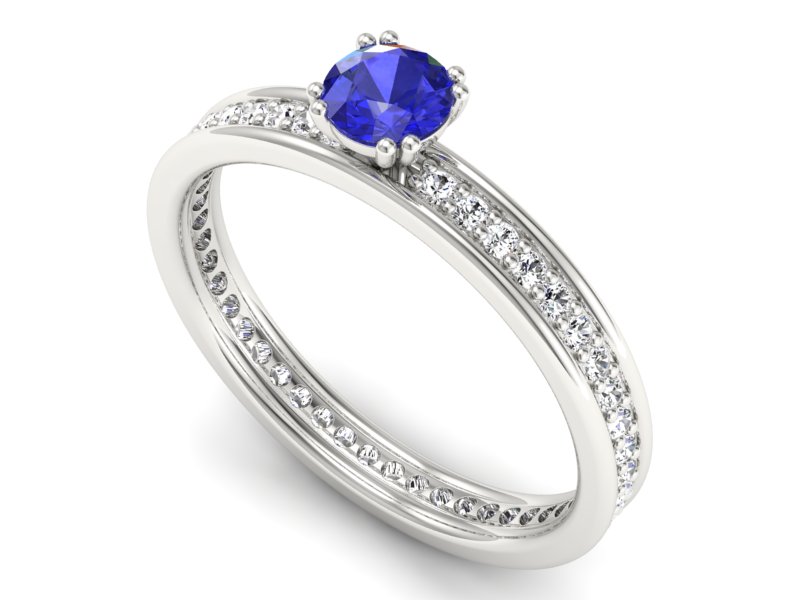 Pierścionek z szafirem i brylantami białe złoto - p16517bszc - 3