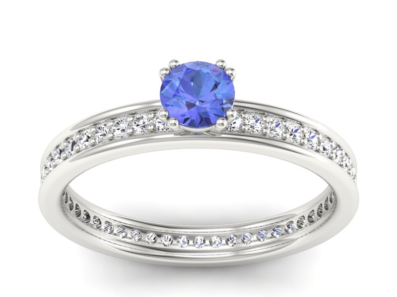 Pierścionek z tanzanitem białe złoto i brylantami - p16517bt - 1