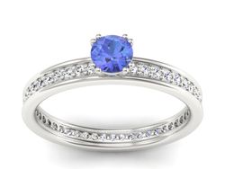 Pierścionek z tanzanitem białe złoto i brylantami - p16517bt