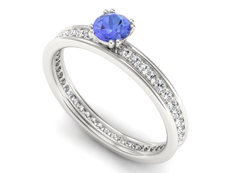 Pierścionek z tanzanitem białe złoto i brylantami - p16517bt - 3
