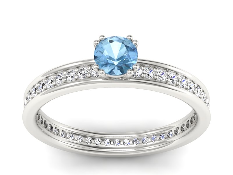 Pierścionek z topazem i brylantami białe złoto - p16517btp - 1